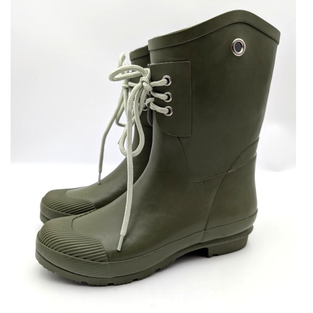 Nomad Kelly B Lace-Up Waterproof Rain Boots Women's Olive Green Size US10 EU40.5
